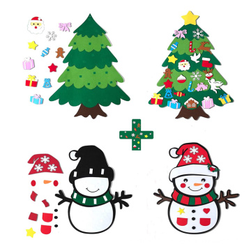 YM DIY Felt Christmas Tree & Snowman Set - 2 Pack Xmas Gifts for Kids - Wall Hanging Detachable Felt Christmas Tree for Toddlers